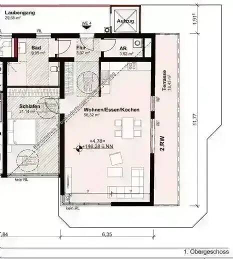 Etagenwohnung Trier Innenstadt - 2 Zimmer, 97 m&sup2;, 1.330&euro; | Angebot:26433525