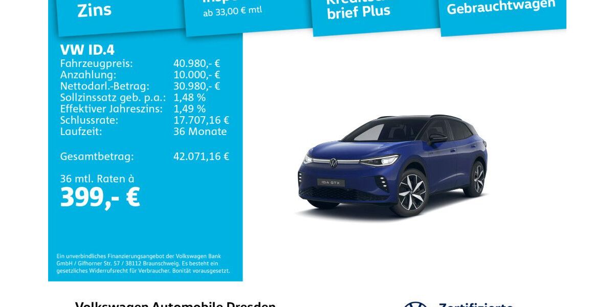 VW ID.4 10.079 km 40.980 € Dresden 01169