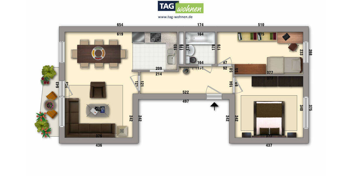 Etagenwohnung Gotha Gotha West - 3 Zimmer, 59 m&sup2;, 355&euro; | Angebot:26378357