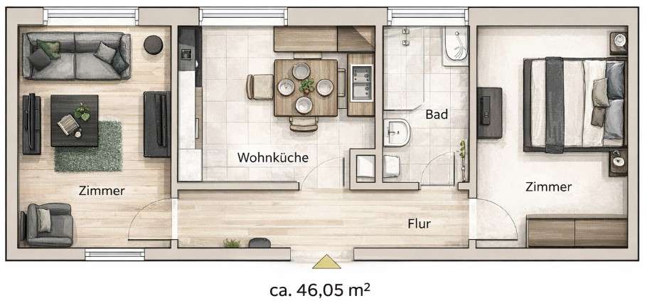 Etagenwohnung Altötting - 2 Zimmer, 46 m&sup2;, 99.900&euro; | Angebot:26269549
