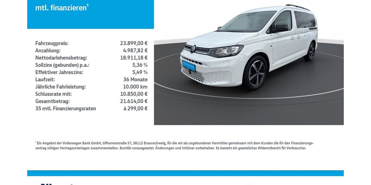 VW Caddy Maxi 93.761 km 23.899 &euro; Leinefelde-Worbis/DE 37327