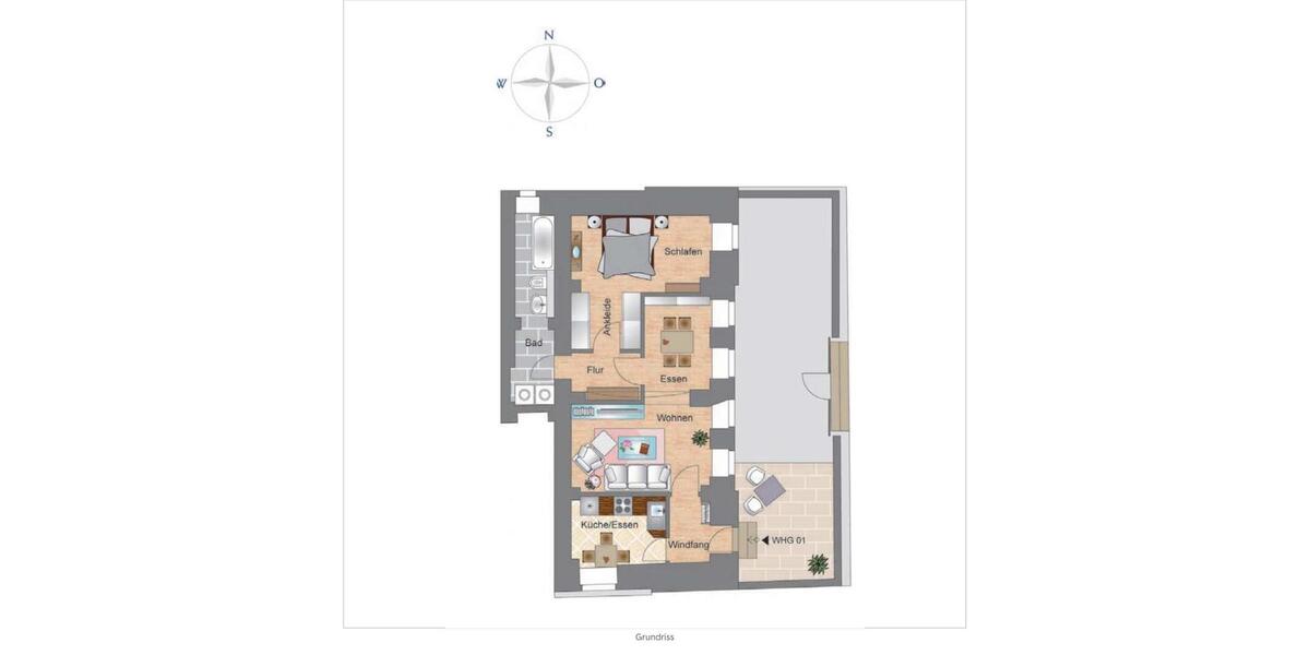 Erdgeschoßwohnung Dresden Cotta - 2 Zimmer, 55 m&sup2;, 885&euro; | Angebot:25405026