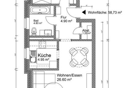 Schöne Wohnung 59m2 2 zimmer