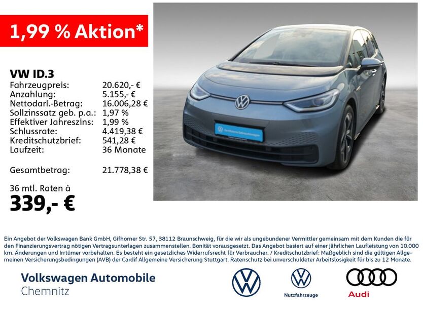 VW ID.3 19.483 km 20.620 € Chemnitz 09113
