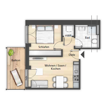 Etagenwohnung Herzogenaurach Welkenbach - 2 Zimmer, 47 m&sup2;, 720&euro; | Angebot:26418691