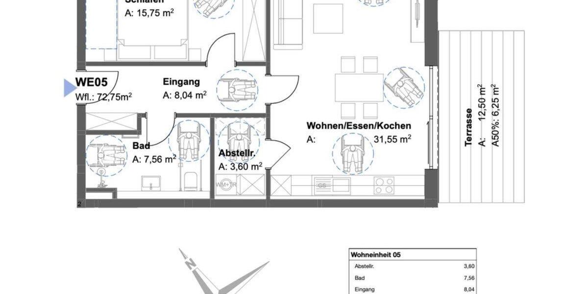 Erdgeschoßwohnung Bad Griesbach im Rottal - 2 Zimmer, 73 m&sup2;, 920&euro; | Angebot:26394293
