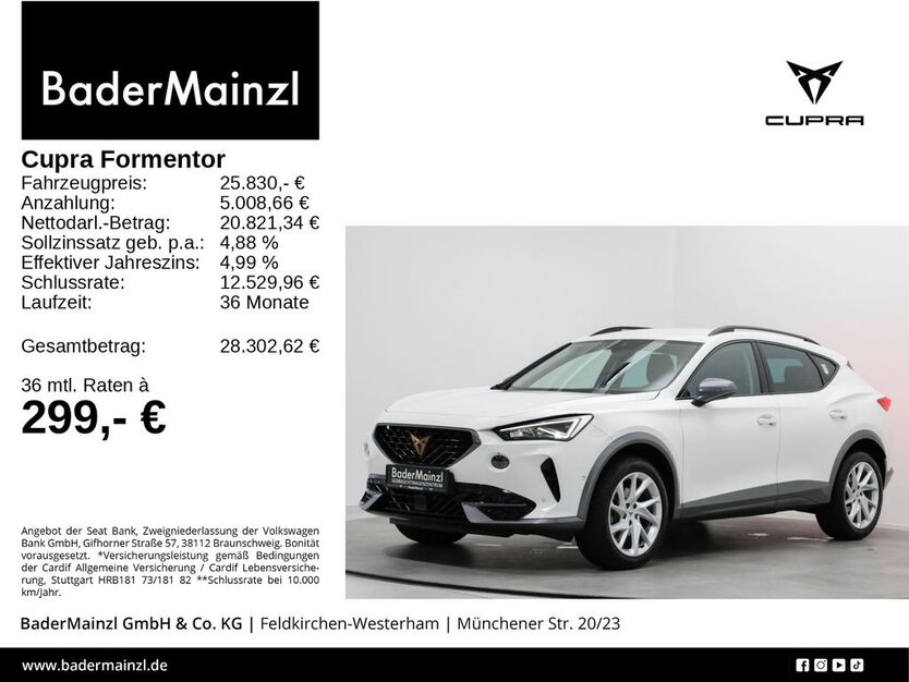Cupra Formentor 15.900 km 25.830 € Feldkirchen/Westerham 83620
