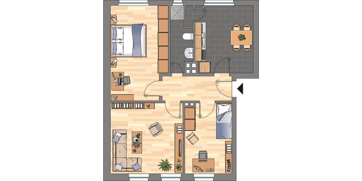Dachgeschoßwohnung Wilhelmshaven - 3 Zimmer, 51 m&sup2;, 372&euro; | Angebot:26151698