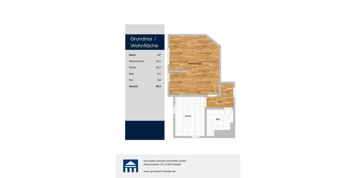 Etagenwohnung Dresden Blasewitz - 1 Zimmer, 45 m&sup2;, 663&euro; | Angebot:26350237