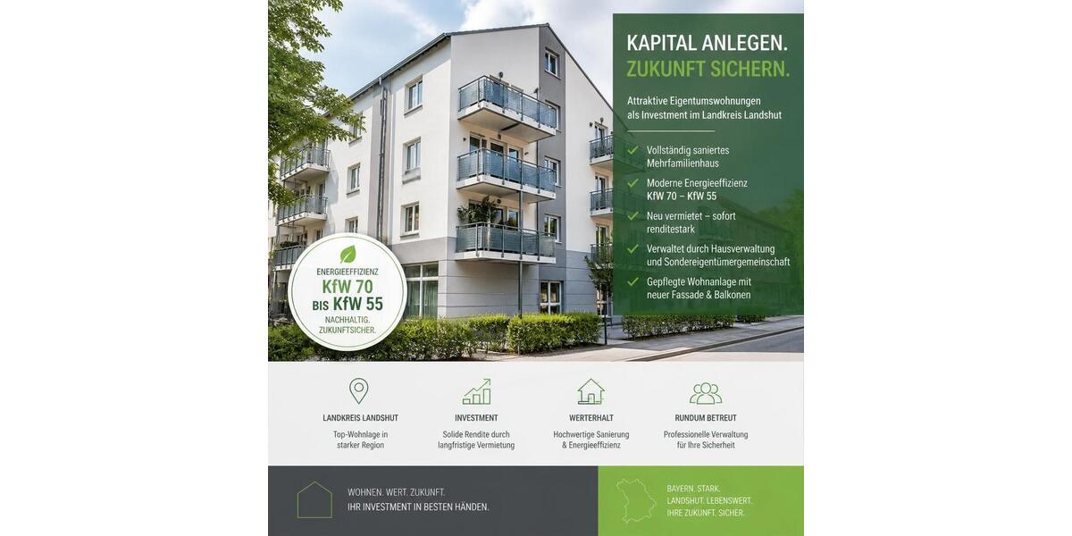 Etagenwohnung Landshut Landshut-West - 3 Zimmer, 80 m&sup2;, 350.000&euro; | Angebot:27093215
