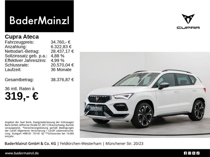Cupra Ateca 25.300 km 34.760 € Feldkirchen/Westerham 83620