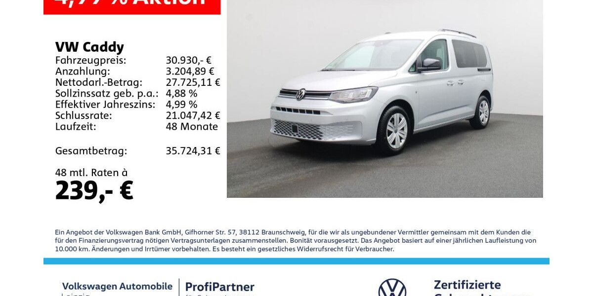 VW Caddy 8.034 km 30.930 &euro; Leipzig 04178