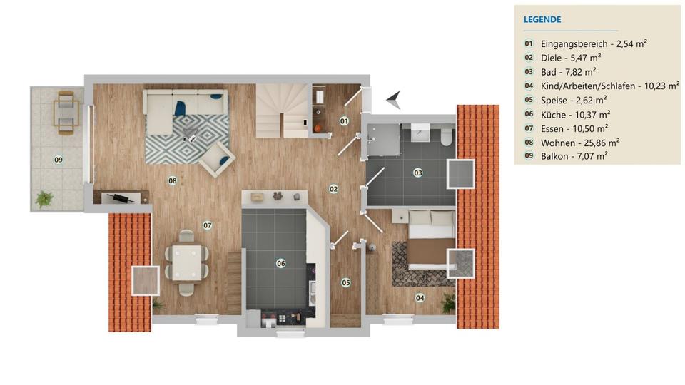 Maisonettenwohnung Memmelsdorf - 3 Zimmer, 100 m&sup2;, 319.000&euro; | Angebot:27114927
