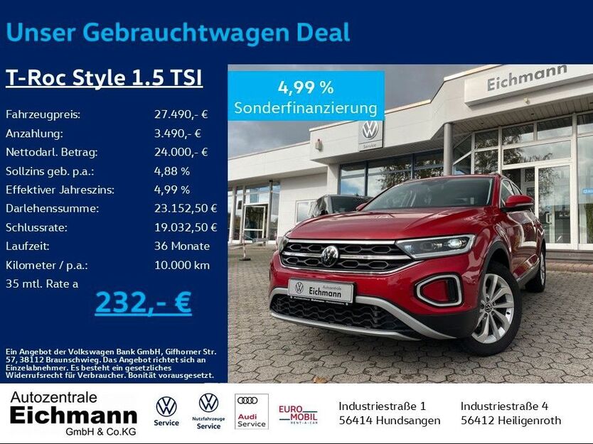 VW T-Roc 17.600 km 27.490 € Heiligenroth 56412