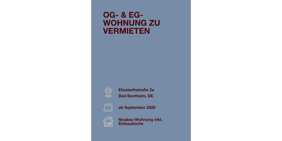 Erdgeschoßwohnung Bad Bentheim - 3 Zimmer, 86 m&sup2;, 1.205&euro; | Angebot:26349322