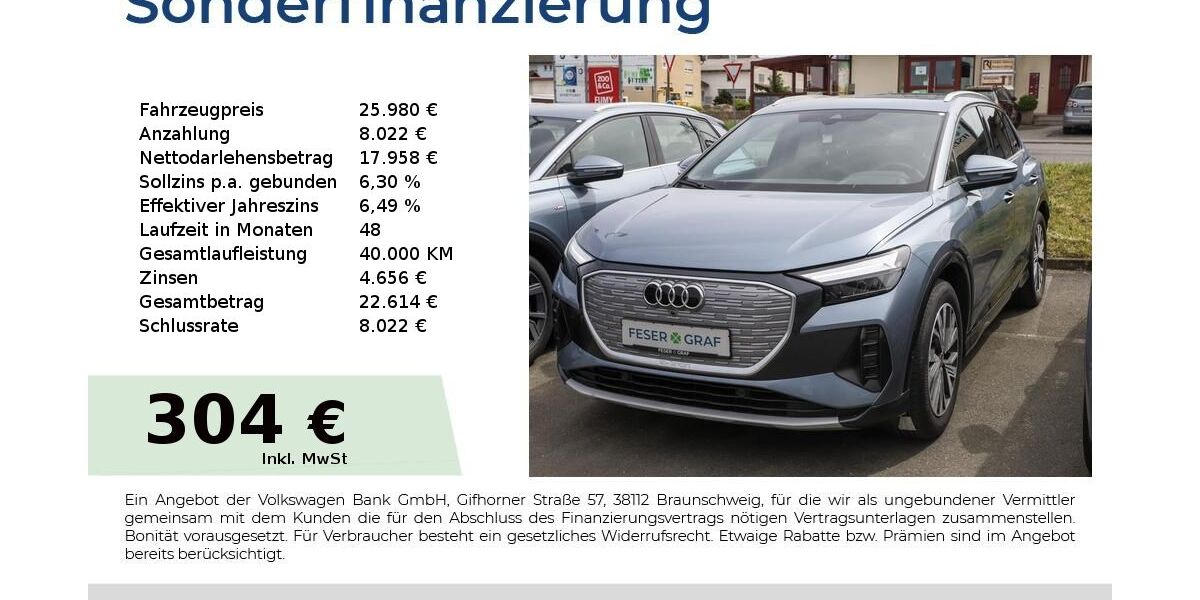 Audi Q4 e-tron 57.950 km 25.980 &euro; Höchstadt an der Aisch 91315