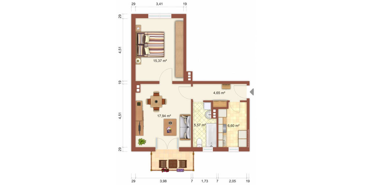 Etagenwohnung Bad Dürrenberg - 2 Zimmer, 48 m&sup2;, 310&euro; | Angebot:26358590