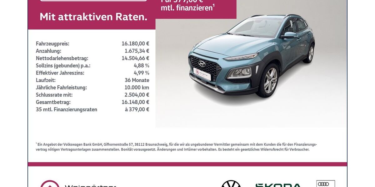 Hyundai KONA 76.600 km 16.180 &euro; Miesbach 83714