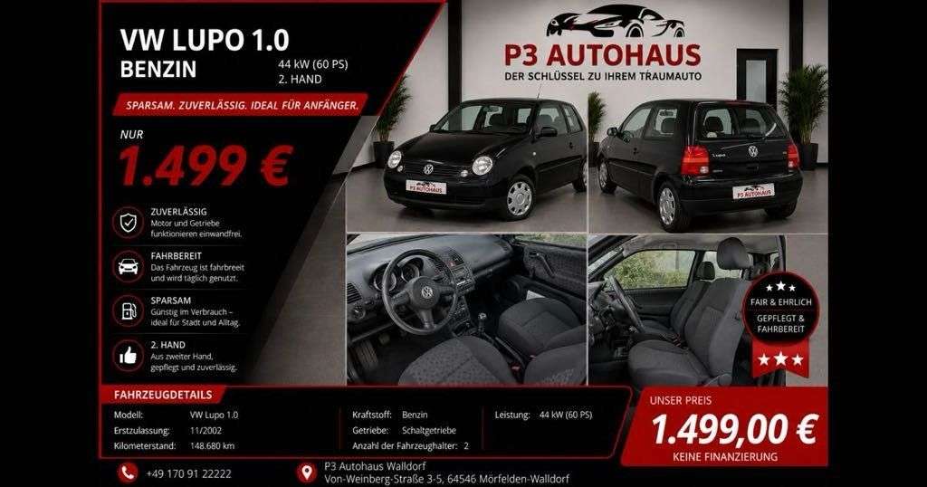VW Lupo 149.000 km 1.499 &euro; Walldorf 64546