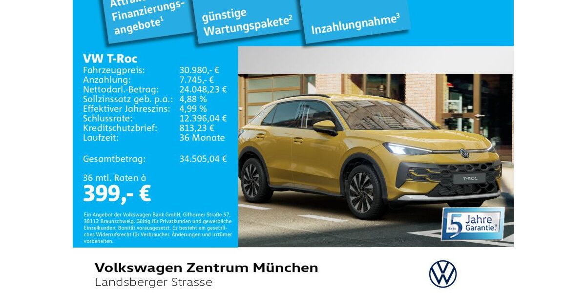 VW T-Roc 3.000 km 30.980 &euro; München 80687