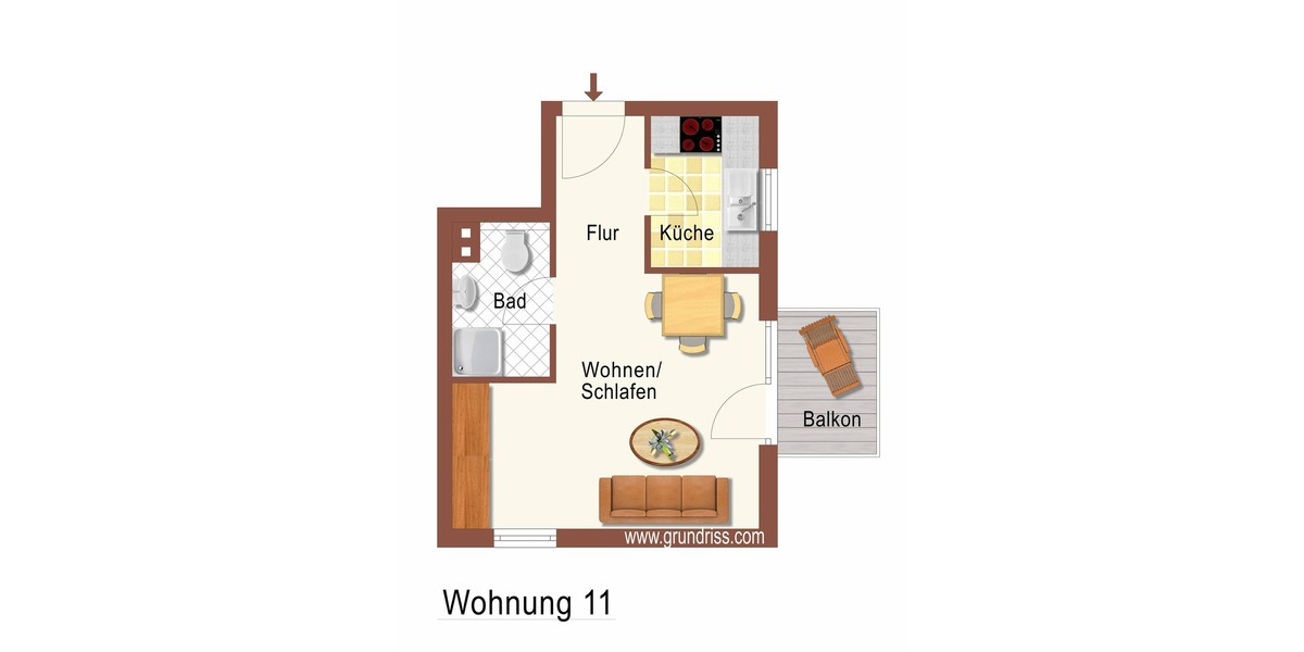 32 m²-Appartment mit Balkon und PKW-Stellplatz 