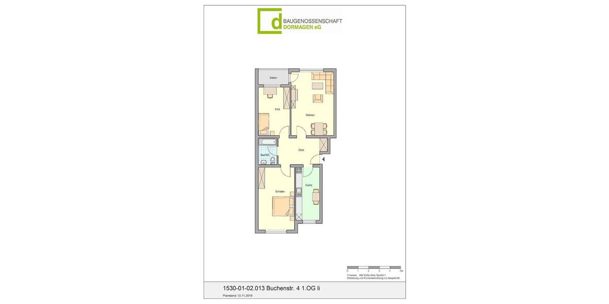 Etagenwohnung Dormagen Horrem - 3 Zimmer, 76 m&sup2;, 608&euro; | Angebot:26644550