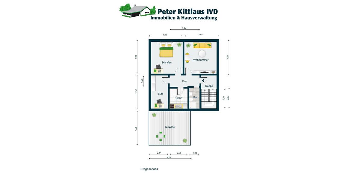 Erdgeschoßwohnung Niederkassel - 3 Zimmer, 57 m&sup2;, 749&euro; | Angebot:26279227
