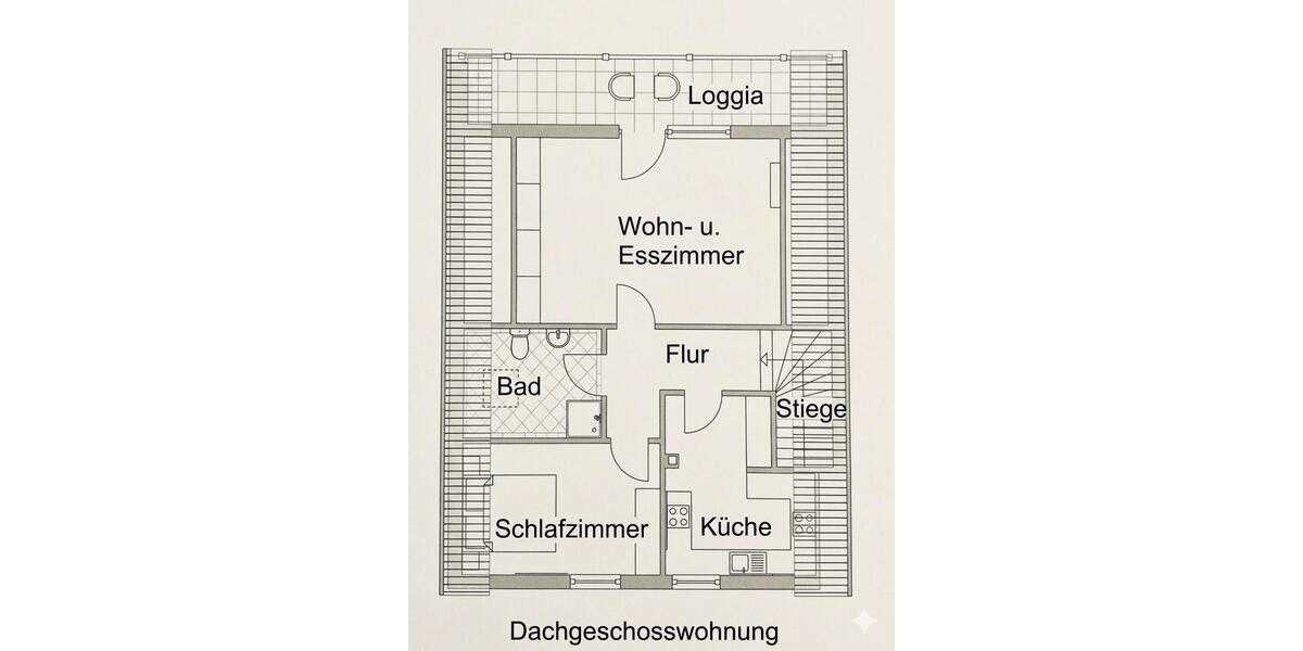Dachgeschoßwohnung Olpe - 2 Zimmer, 63 m&sup2;, 800&euro; | Angebot:25448236