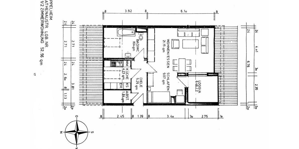Dachgeschoßwohnung Eppelheim - 1.5 Zimmer, 53 m&sup2;, 169.000&euro; | Angebot:26804425