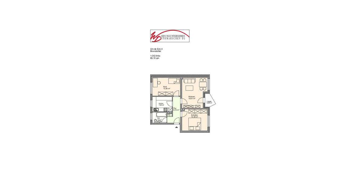 Etagenwohnung Brunsbüttel - 3 Zimmer, 65 m&sup2;, 371&euro; | Angebot:27192623