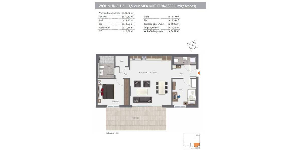 Etagenwohnung Biberach an der Riß Biberach - 3 Zimmer, 84 m&sup2;, 435.000&euro; | Angebot:26204820