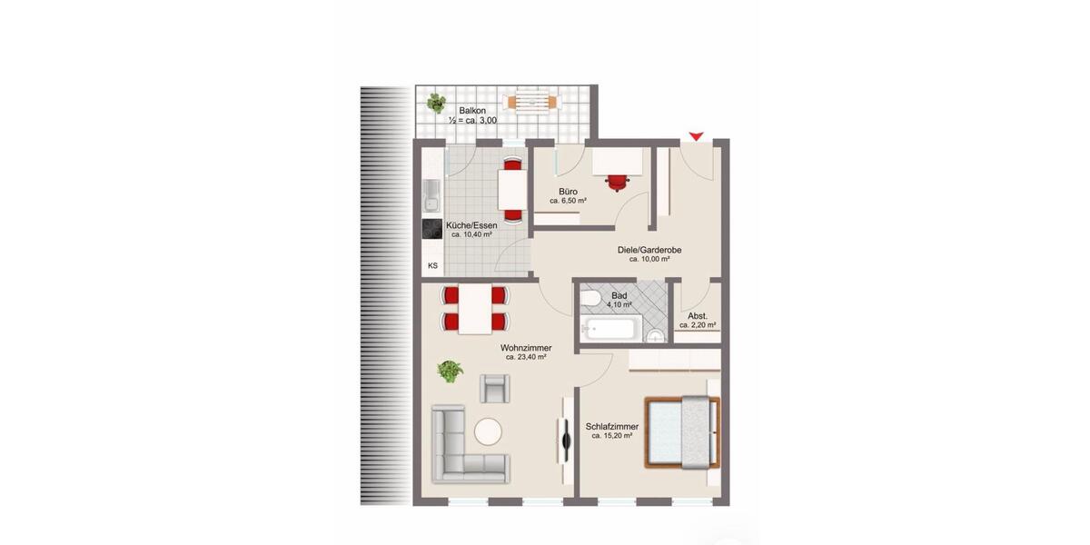 Etagenwohnung Neuötting - 3 Zimmer, 74 m&sup2;, 259.000&euro; | Angebot:26085991