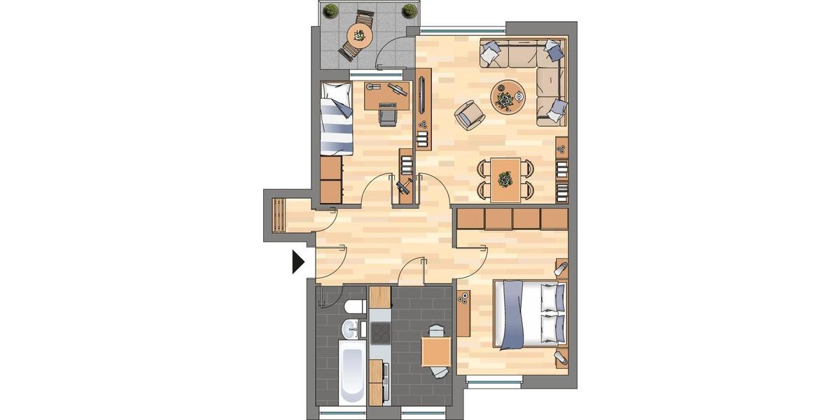 Etagenwohnung Aurich - 3 Zimmer, 60 m&sup2;, 489&euro; | Angebot:26199551