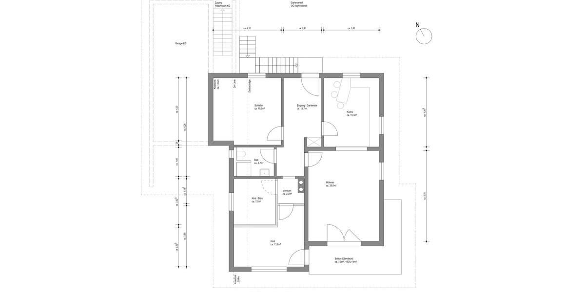 Dachgeschoßwohnung Piding - 3.5 Zimmer, 106 m&sup2;, 1.250&euro; | Angebot:25261201