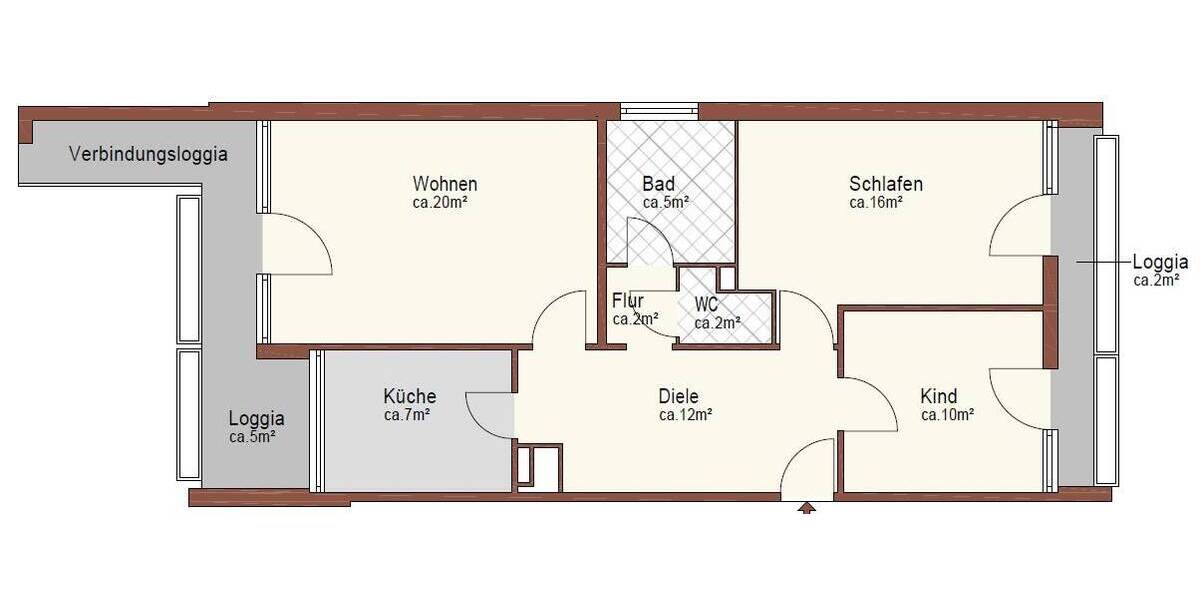 Etagenwohnung Nürnberg Langwasser - 3 Zimmer, 80 m&sup2;, 830&euro; | Angebot:26435707
