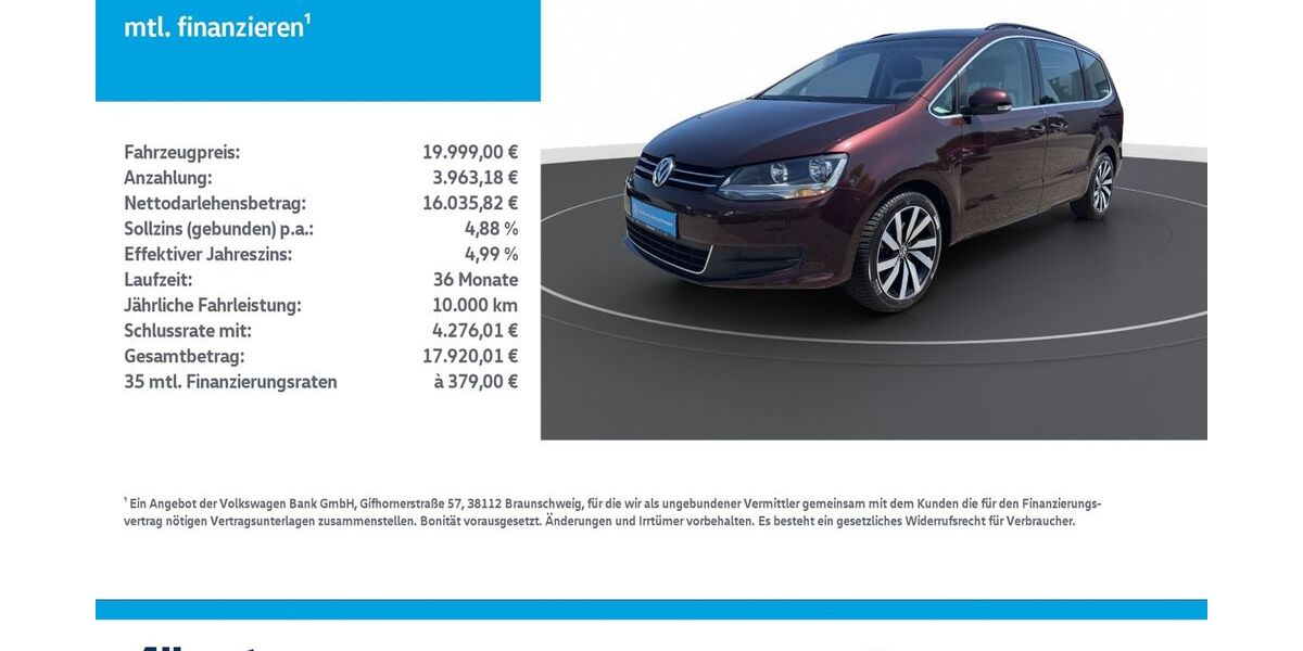 VW Sharan 95.915 km 19.999 &euro; Leinefelde-Worbis/DE 37327