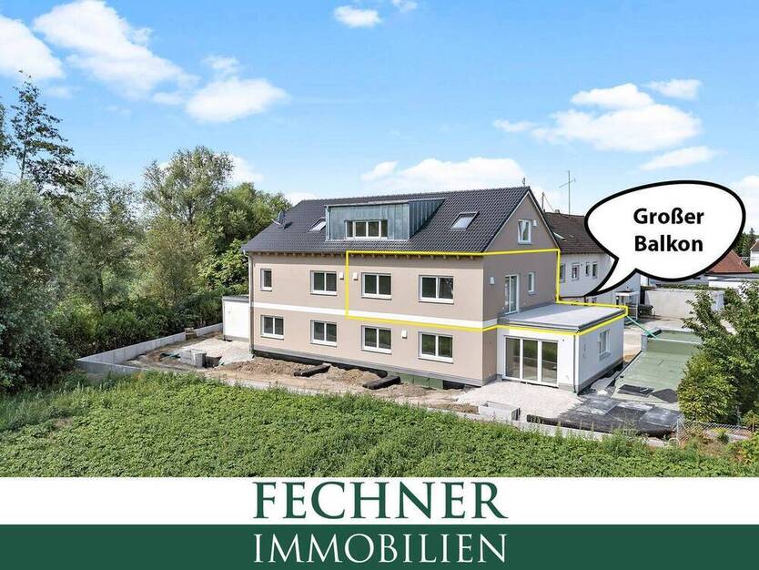 NEUBAU: Ingolstadt-Süd (Hundszell) 2-Zimmer-Etagenwohnung (1. OG) mit großer Dachterrasse (27,42m²)