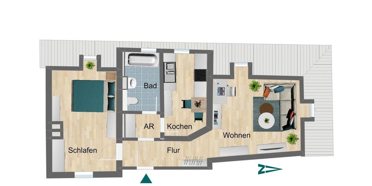 Etagenwohnung Pößneck - 2 Zimmer, 46 m&sup2;, 315&euro; | Angebot:26383694