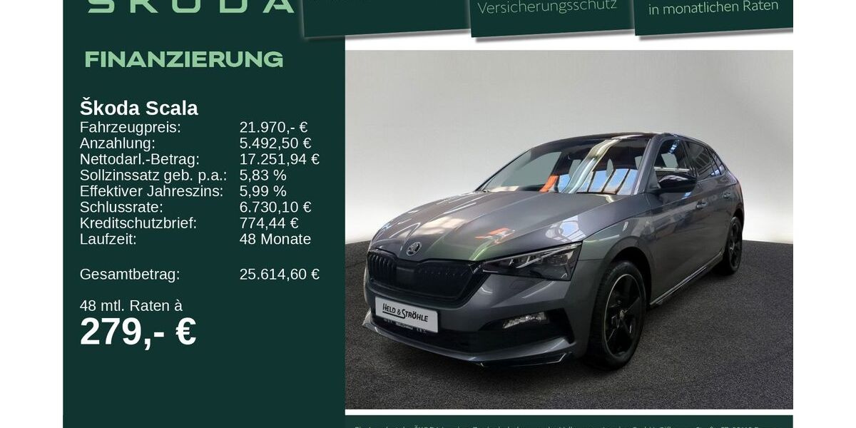 Skoda Scala 37.613 km 21.970 &euro; Neu-Ulm 89231