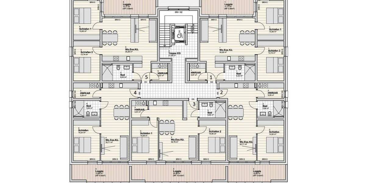 Etagenwohnung Saarlouis - 3 Zimmer, 78 m&sup2;, 306.200&euro; | Angebot:26187702