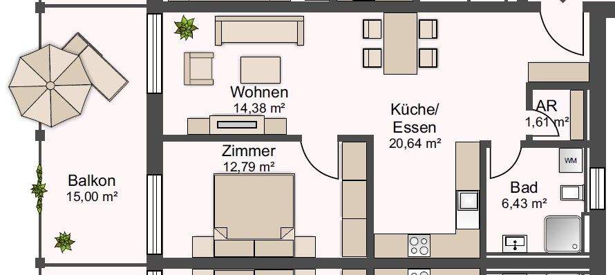 Etagenwohnung Aalen Unterkochen - 2 Zimmer, 63 m&sup2;, 949&euro; | Angebot:25743866
