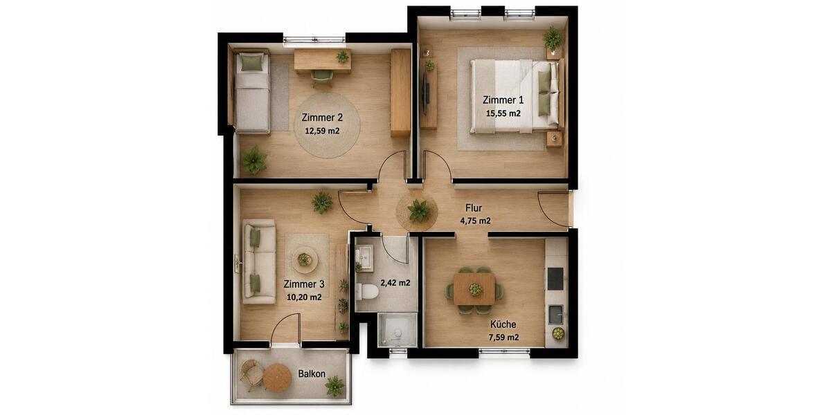 Etagenwohnung Bremen Östliche Vorstadt - 2.5 Zimmer, 52 m&sup2;, 175.000&euro; | Angebot:26690550