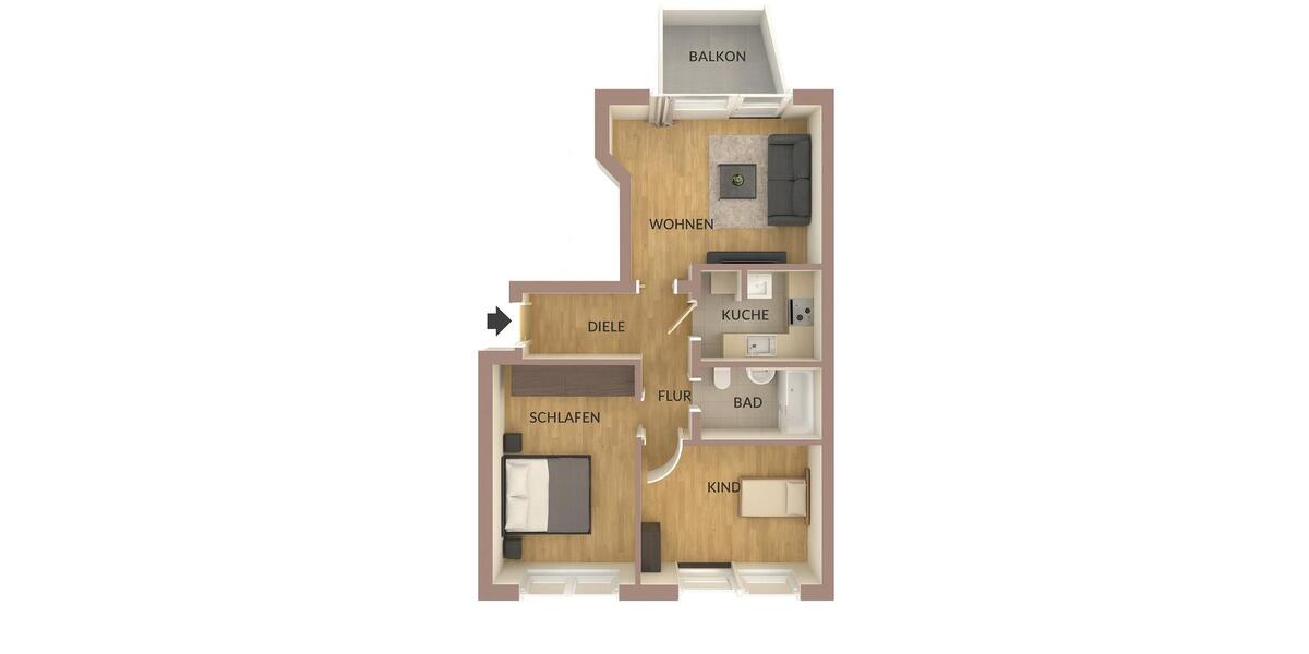 Frisch sanierte 3-Raum-Wohnung mit Balkon und Stellplatz 3 zimmer