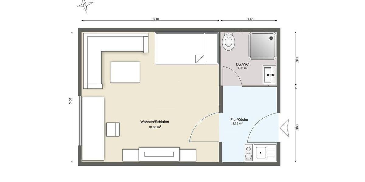 Etagenwohnung Linden - 1 Zimmer, 16 m&sup2;, 65.000&euro; | Angebot:27022802
