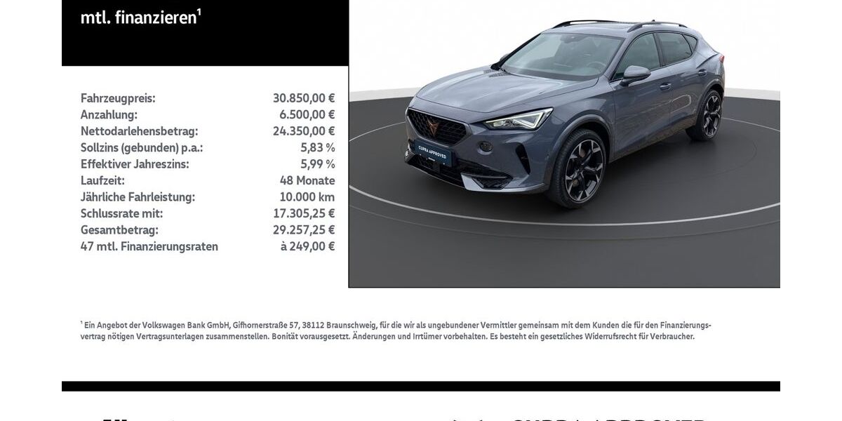 Cupra Formentor 28.100 km 30.338 &euro; Nordhausen 99734