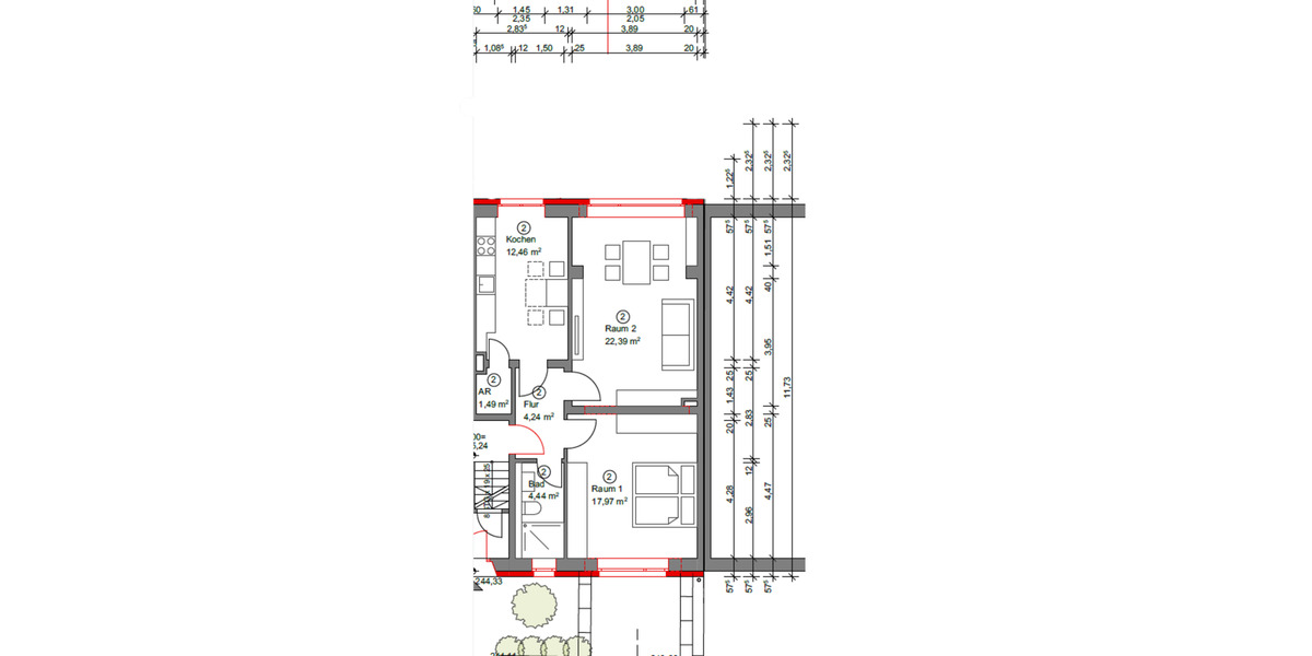Erdgeschoßwohnung Wuppertal Gemarkung Elberfeld - 1 Zimmer, 63 m&sup2;, 690&euro; | Angebot:24951262