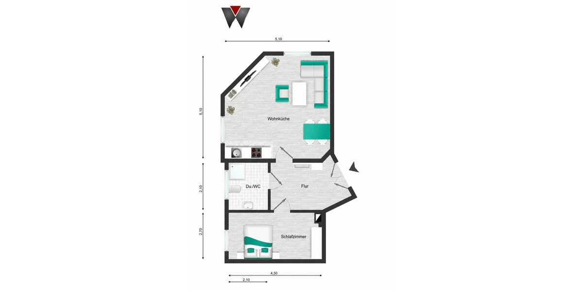 Etagenwohnung Markranstädt - 2 Zimmer, 45 m&sup2;, 425&euro; | Angebot:26815846