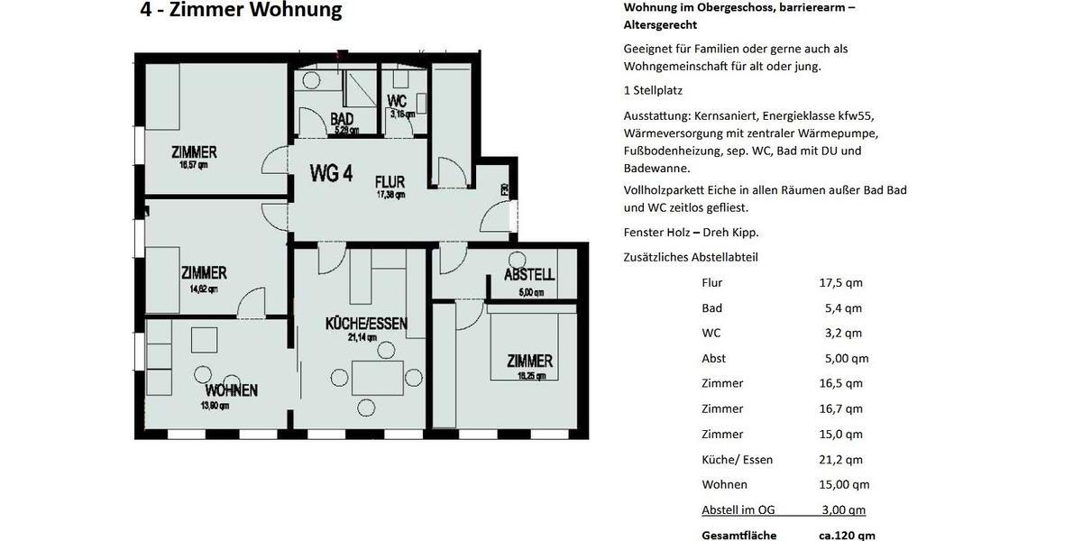 Etagenwohnung Leutkirch im Allgäu - 4 Zimmer, 120 m&sup2;, 1.450&euro; | Angebot:26610080