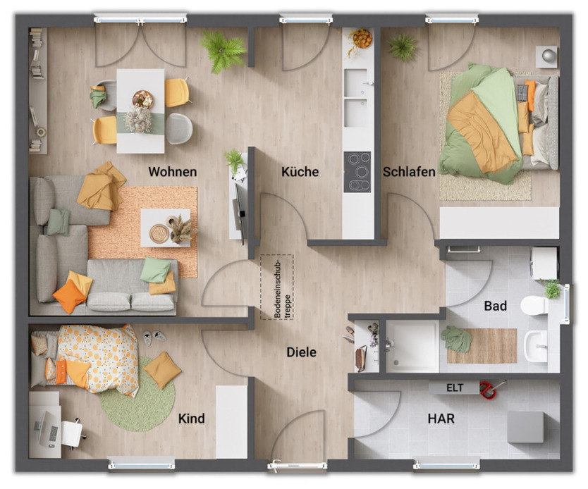 Der Bungalow für die kleine Familie in Schwabhausen - Übersichtlich und variabel
