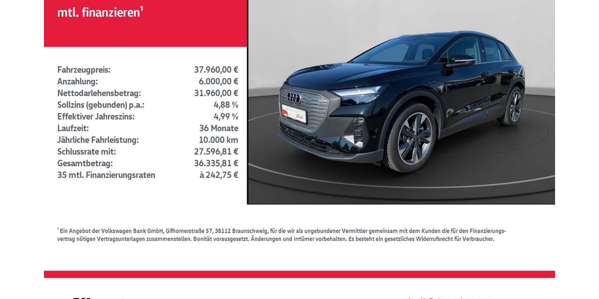Audi Q4 e-tron 16.313 km 37.960 &euro; Nordhausen 99734